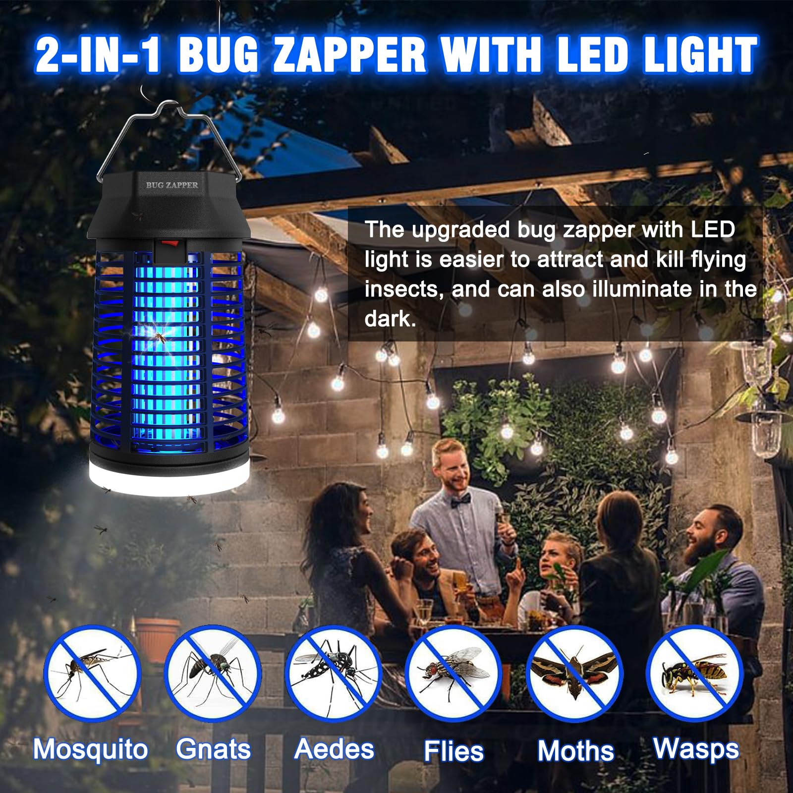 ZENLEA Bug Zapper Outdoor with LED Light, Bug Zapper Indoor, 4200V Mosquito Zapper Outdoor,Waterproof Mosquito Killer, Electric Fly Zapper Fly Traps for Camping Backyard Patio Garden, Plug-in 🍁 All In One Marketplace Canada
