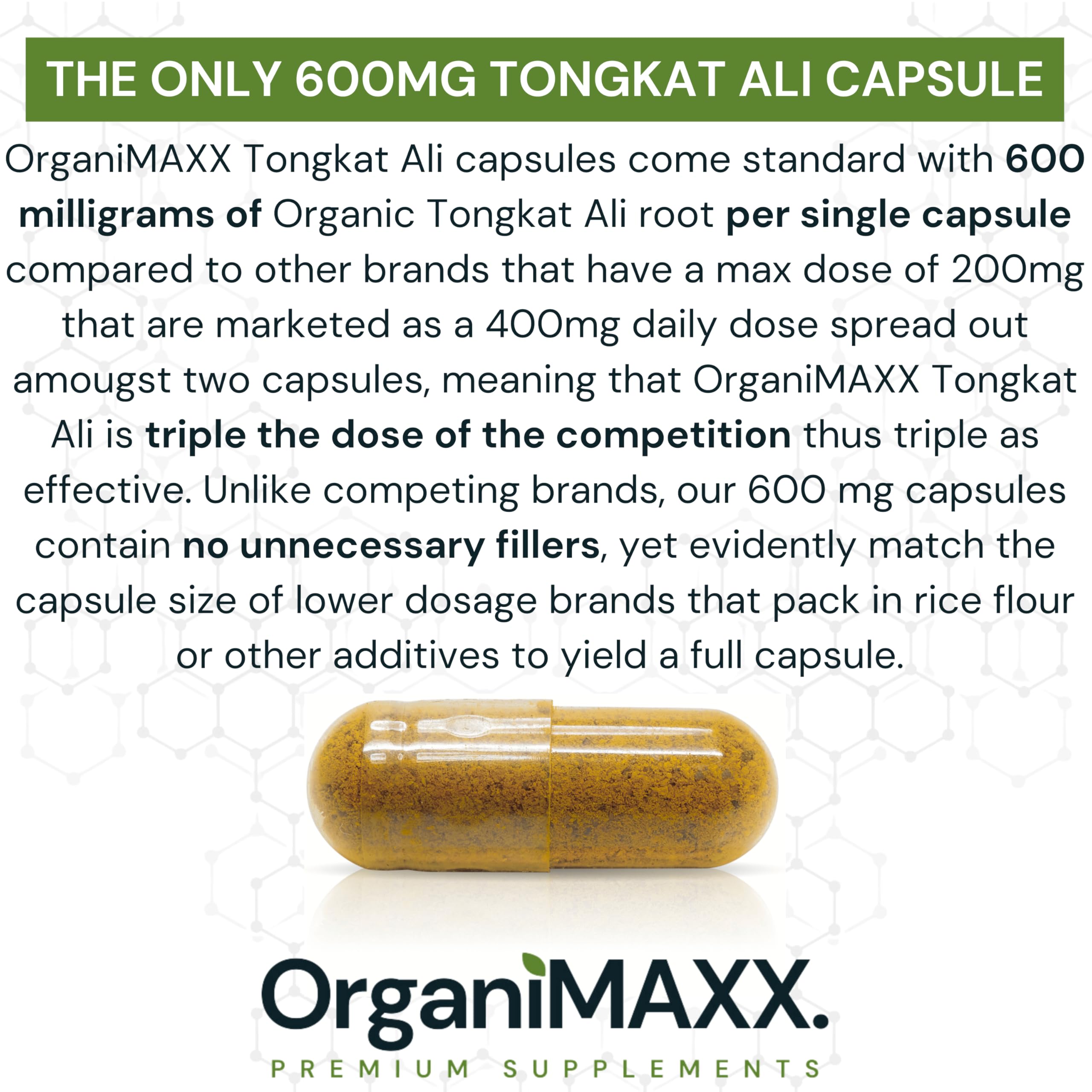 6X Strength Tongkat Ali 600 MG PER SINGLE CAPSULE 60,000 MG Equivalent 100:1 Extract Ratio Highest Potency, OrganiMAXX Longjack Eurycoma Longifolia Non-GMO Premium Tongkat Ali Supplement For Men. 🍁 All In One Marketplace Canada