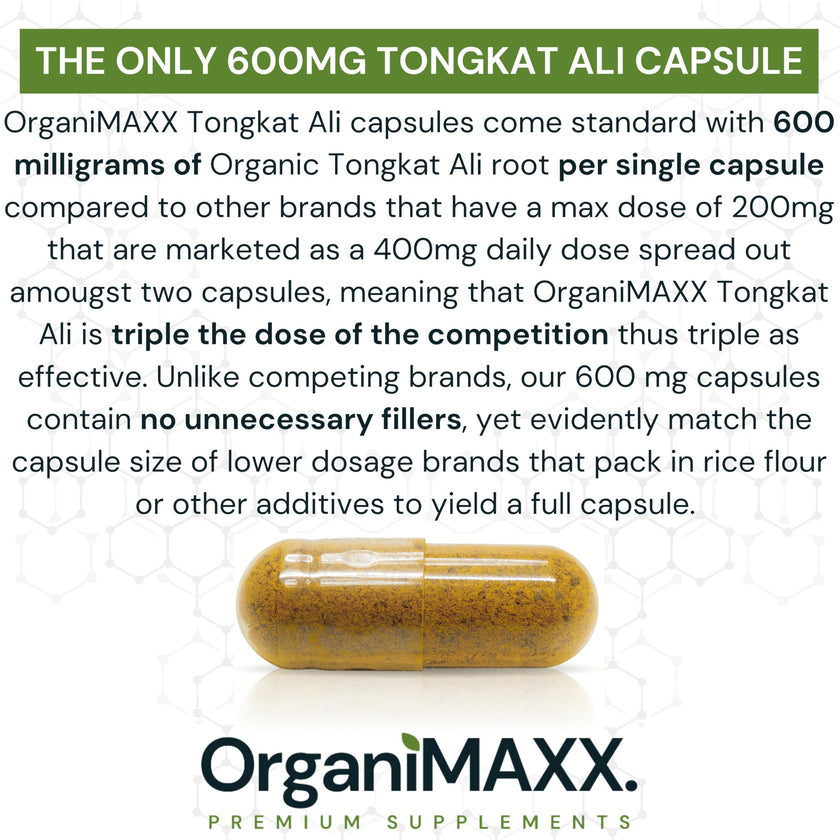 6X Strength Tongkat Ali 600 MG PER SINGLE CAPSULE 60,000 MG Equivalent 100:1 Extract Ratio Highest Potency, OrganiMAXX Longjack Eurycoma Longifolia Non-GMO Premium Tongkat Ali Supplement For Men. 🍁 All In One Marketplace Canada