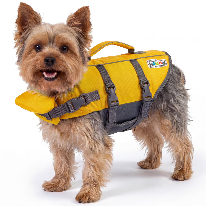Outward Hound Granby Splash Dog Life Jacket with Handle, Reflective Floating Vest for Swimming & Boating, Maximum Buoyancy, All Skill Levels, Extra-Small Dogs & Puppies (11–15