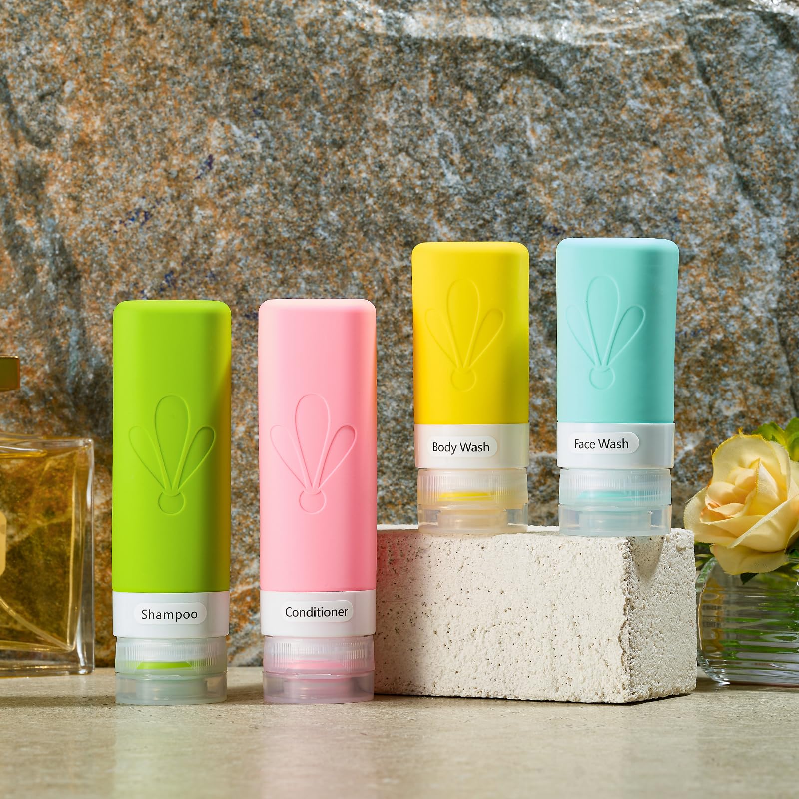 INSFIT 17 Pack Travel Bottles for Toiletries, TSA Approved 90ml 60ml Travel Size Toiletries, BPA Free Leak Proof Squeezable Silicone Tubes Travel Essentials for Shampoo Conditioner Lotion Soap 🍁 All In One Marketplace Canada