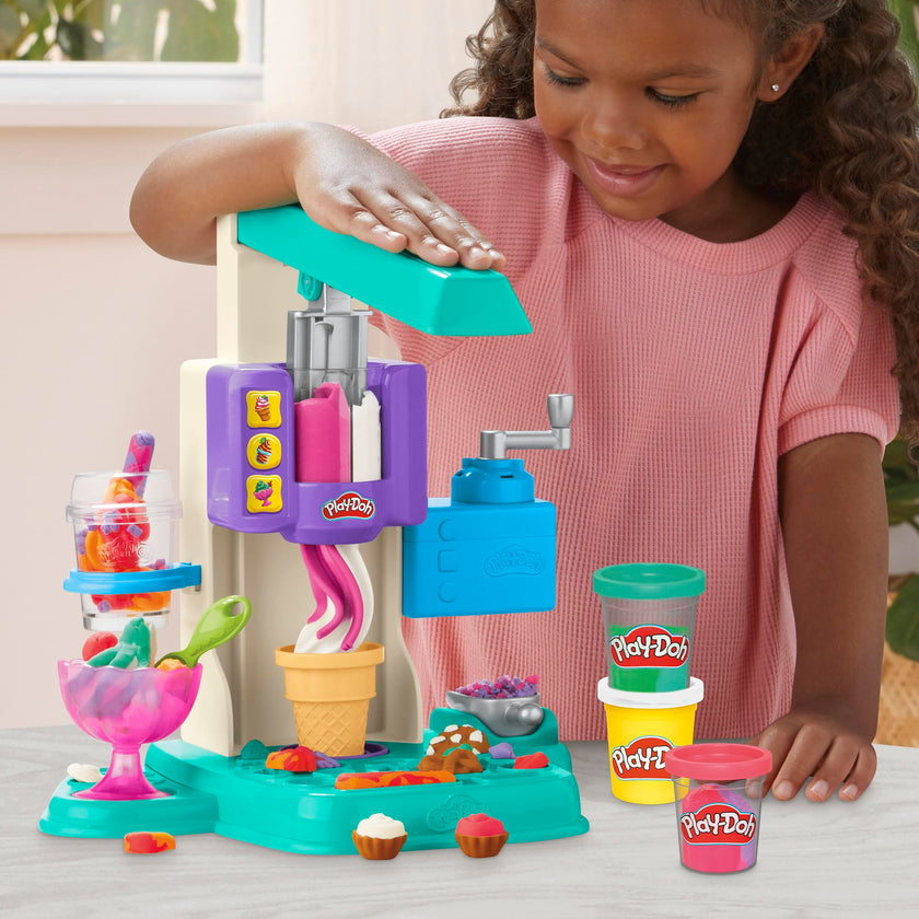 Play-Doh Rainbow Swirl Ice Cream Playset with 7 Pretend Play Kitchen Accessories, Arts and Crafts Toys for 3 Year Old Girls and Boys and Up 🍁 All In One Marketplace Canada