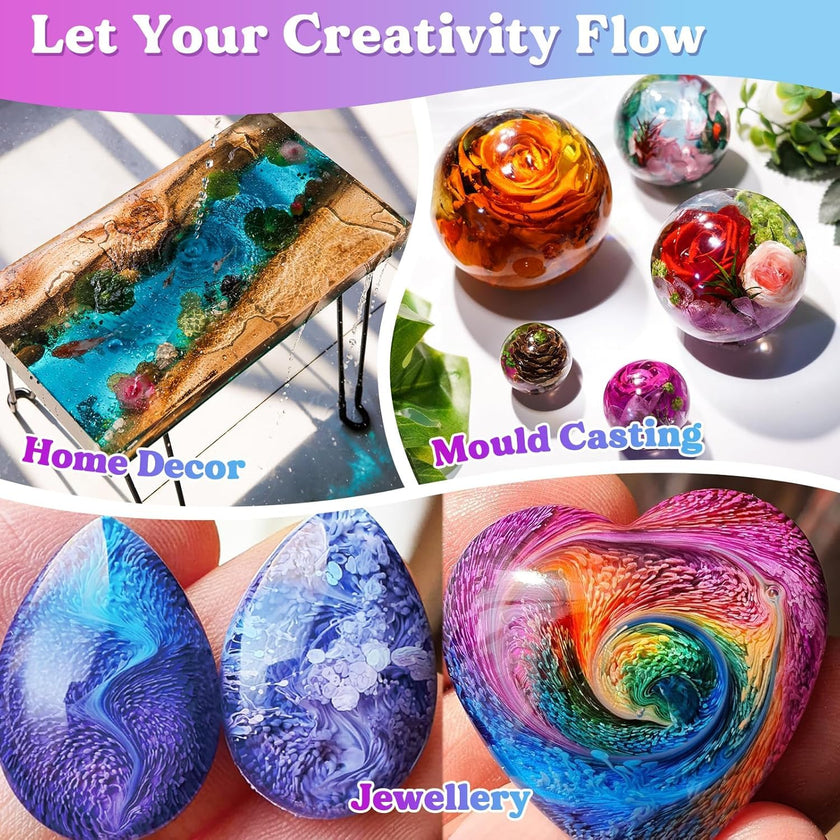 LET'S RESIN Casting Epoxy Resin Kit, 1L(34oz) Crystal Clear & Bubble Free Epoxy Resin and Hardener, High Gloss Resin Kit for DIY Art, Mould Casting, Wood, Jewellery Making, Coasters, Table Top 🍁 All In One Marketplace Canada