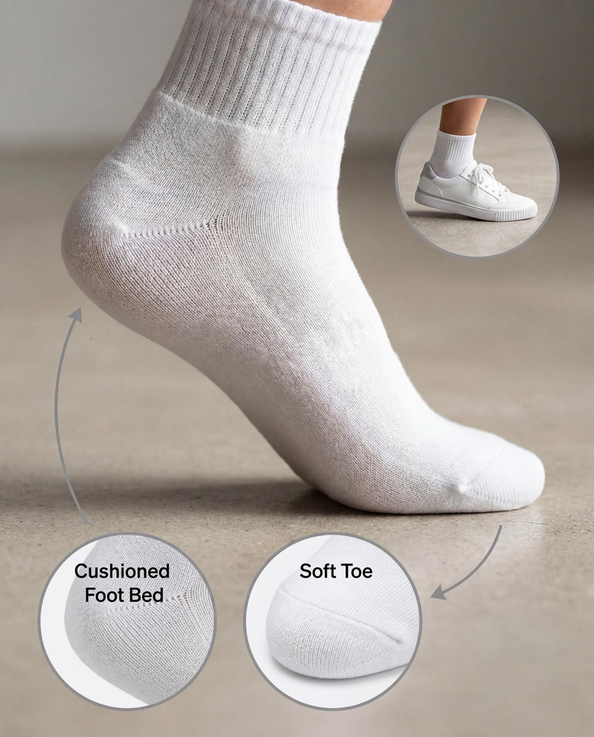 Hue Women's Mini Crew Sock 6 Pair Pack, White - 6 Pair Pack, One Size 🍁 All In One Marketplace Canada