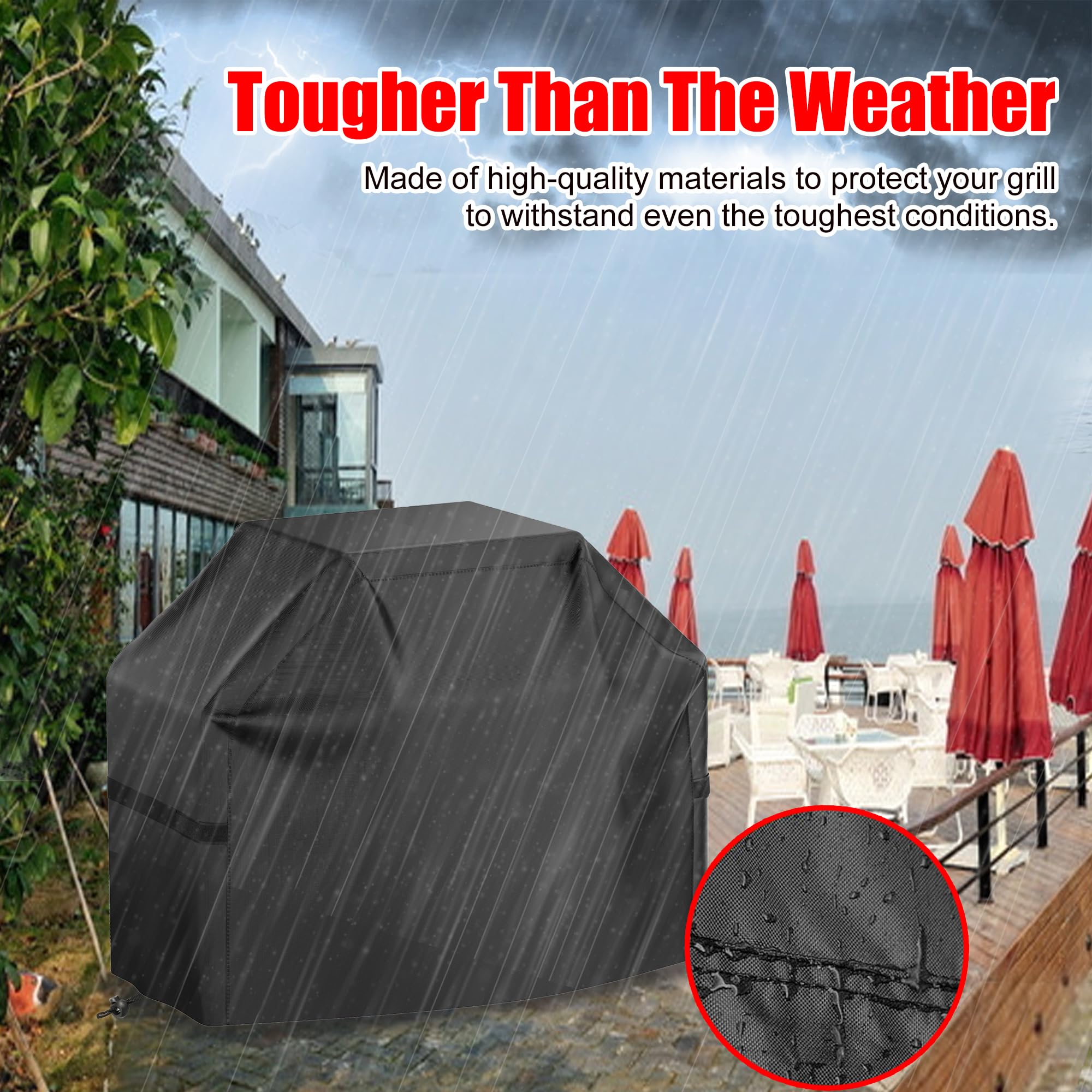 Grill Cover, 48 inch BBQ Gas Grill Cover Waterproof Weather Resistant, UV and Fade Resistant, UV Resistant Material for Weber Char-Broil Nexgrill Grills and More, Black 🍁 All In One Marketplace Canada