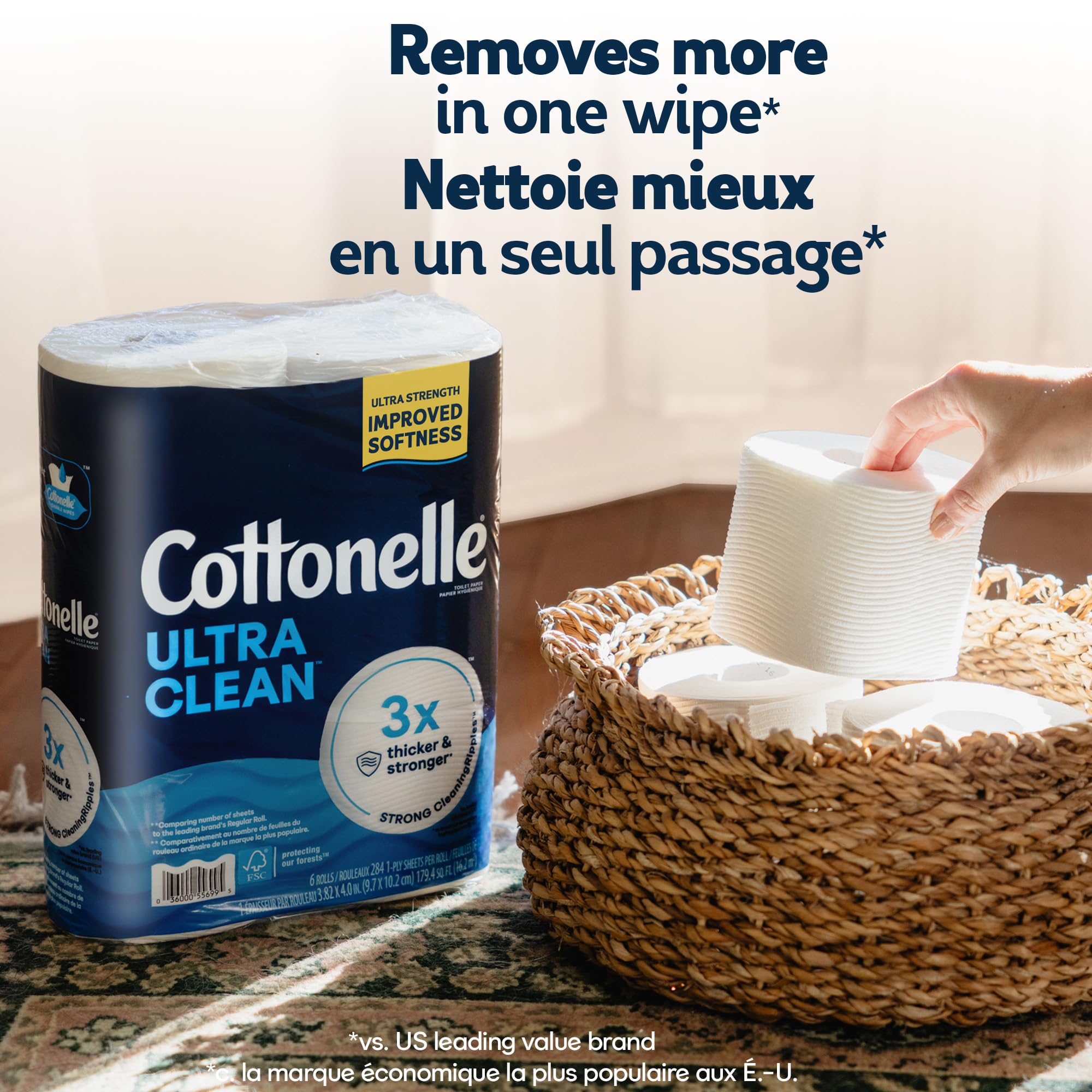 Cottonelle Toilet Paper, 36 Mega Rolls = 144 Regular Rolls (2 Packs of 18), Ultra Clean, Strong Bathroom Tissue, 284 Sheets per Roll, Packaging May Vary 🍁 All In One Marketplace Canada