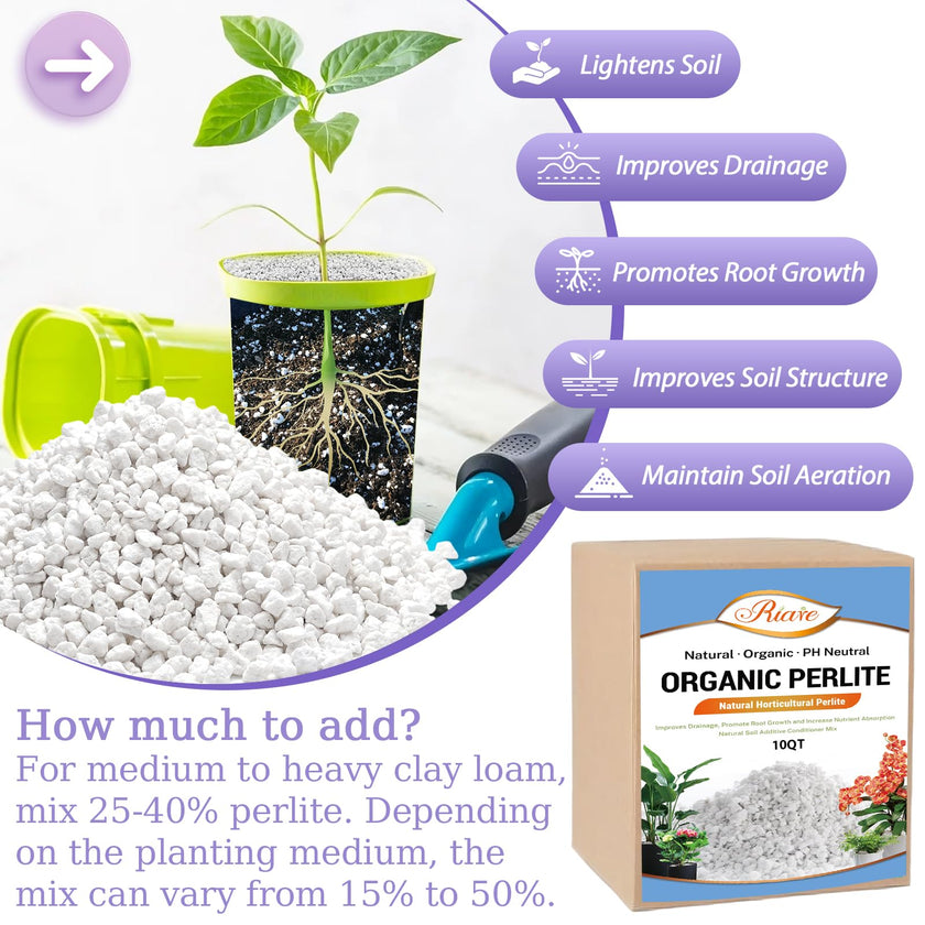 Riare 10 litres Organic Perlite for Plants - Horticultural Perlite Soil Amendment for Plants Potting Mix, Improve Root Growth, Drainage and Ventilation 🍁 All In One Marketplace Canada
