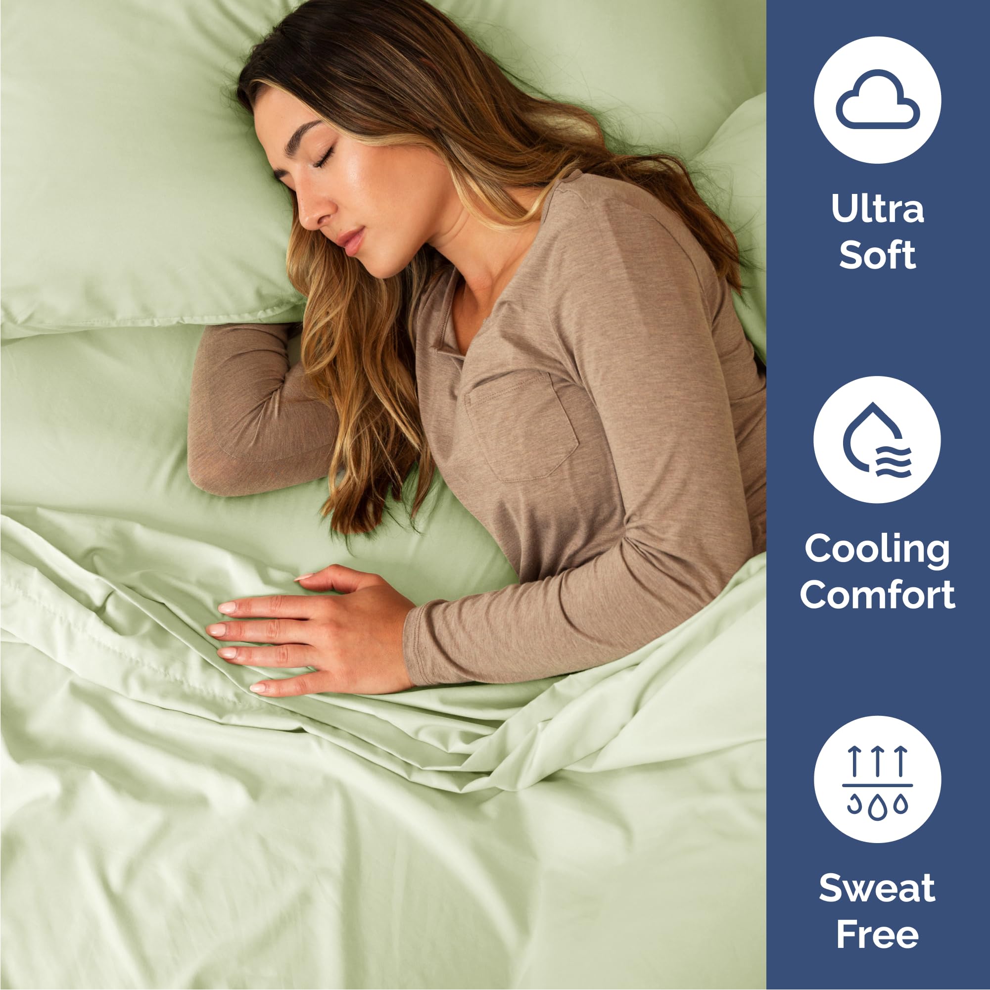 Queen Size 4 Piece Sheet Set - Comfy Breathable & Cooling Sheets - Hotel Luxury Bed Sheets for Women & Men - Deep Pockets, Easy-Fit, Soft & Wrinkle Free Sheets - Light Sage Green Oeko-Tex Bed Sheets 🍁 All In One Marketplace Canada