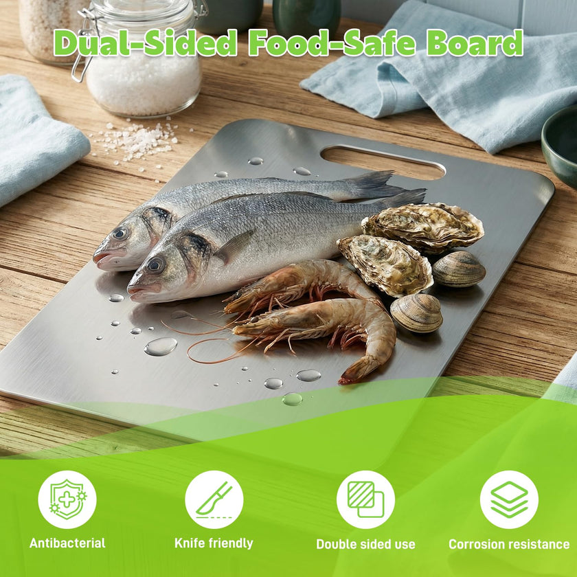 Titanium Cutting Board 2026 New Upgrade 100% Pure Titanium Cutting Boards for Kitchen - Double-Sided Food-Grade titanware Cutting Board Non-Stick Durable and Easy to Clean (13.3 x 9 in) 🍁 All In One Marketplace Canada