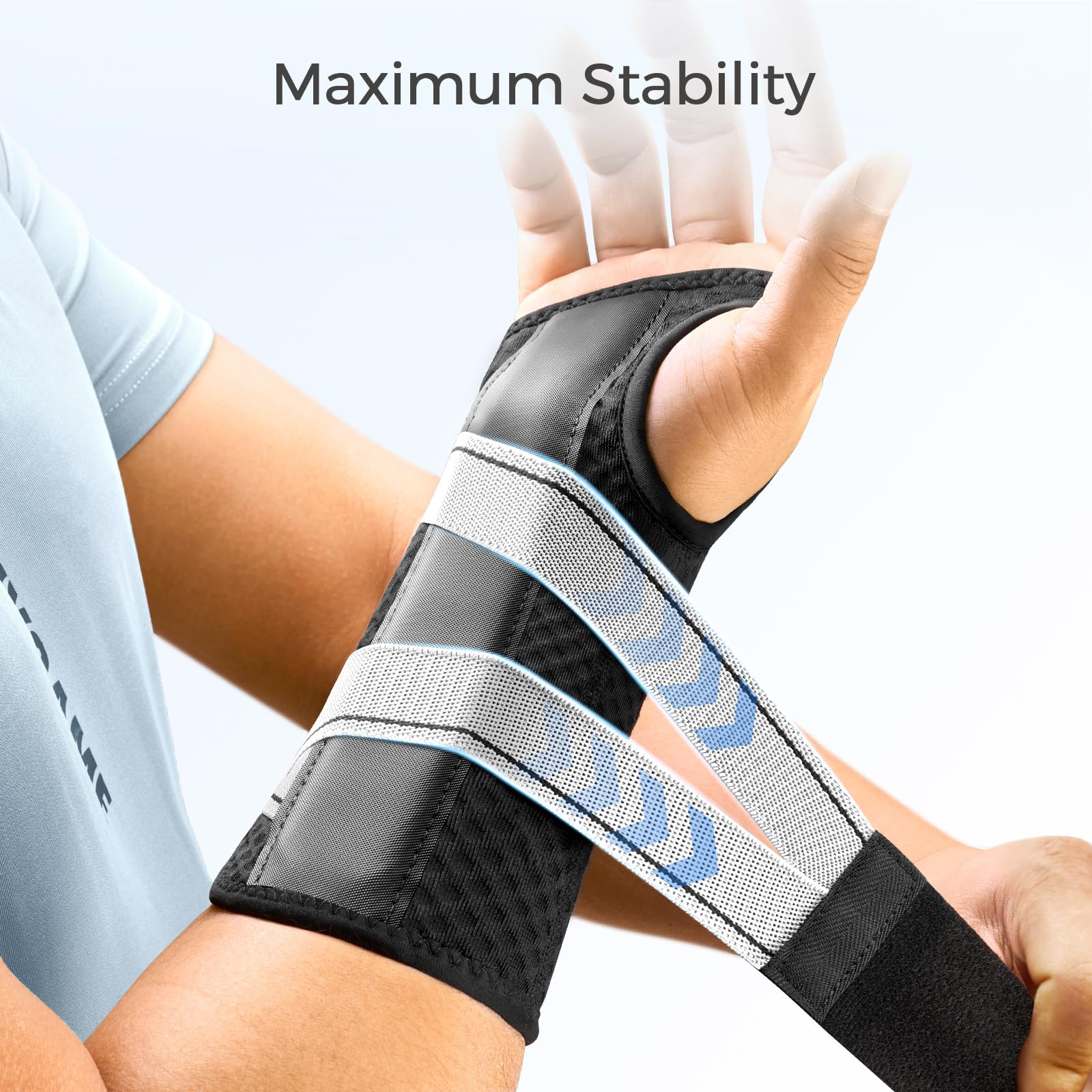 FREETOO Carpal Tunnel Wrist Brace Pro, Single-Pull Wrist Support for Sleeping with S Shape Splint, Lightweight Hand Brace for Women Men, Tendonitis, Arthritis Pain Relief, Black/Light Gray(Right,S/M) 🍁 All In One Marketplace Canada