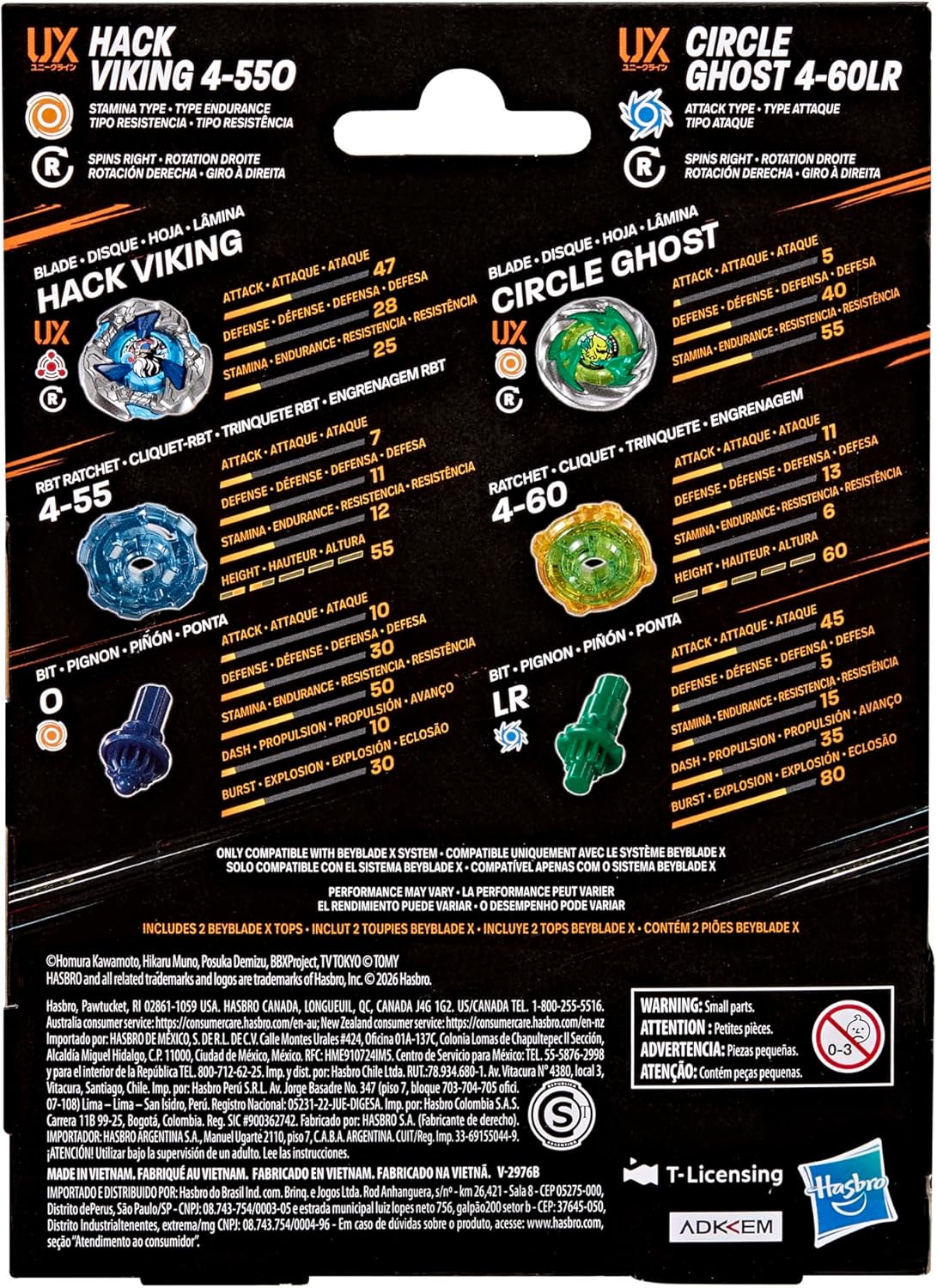 (Hasbro) Beyblade X - Circle Ghost 4-60LR & Hack Viking 4-55O Dual Pack