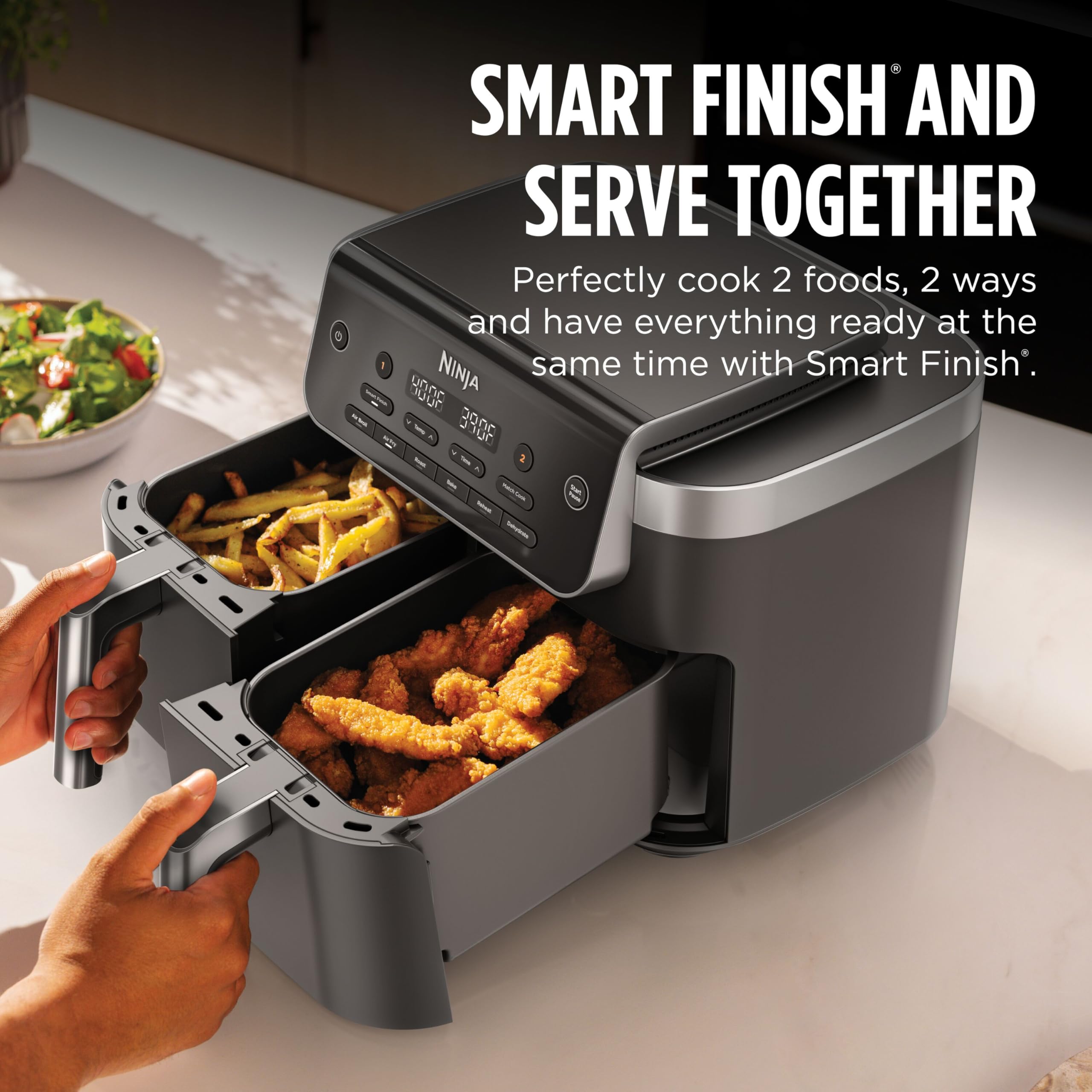 Ninja® 8‑Qt DualZone™ Air Fryer with 2 Independent Baskets, Smart Finish, Match Cook, 6‑in‑1 Family‑Size Cooking, DZ801C (Canadian Version) 🍁 All In One Marketplace Canada