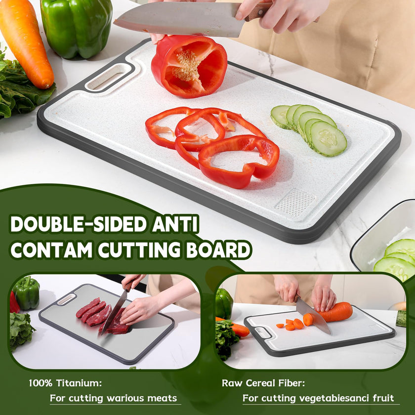 Cutting Board,Titanium Cutting Board, Kitchen Essentials, Cutting Boards for Kitchen, Double Sided Food Grade, Planche a Decouper, Chopping Board and Wheat Straw PP, Easy to Clean Large Size 16”×11” 🍁 All In One Marketplace Canada