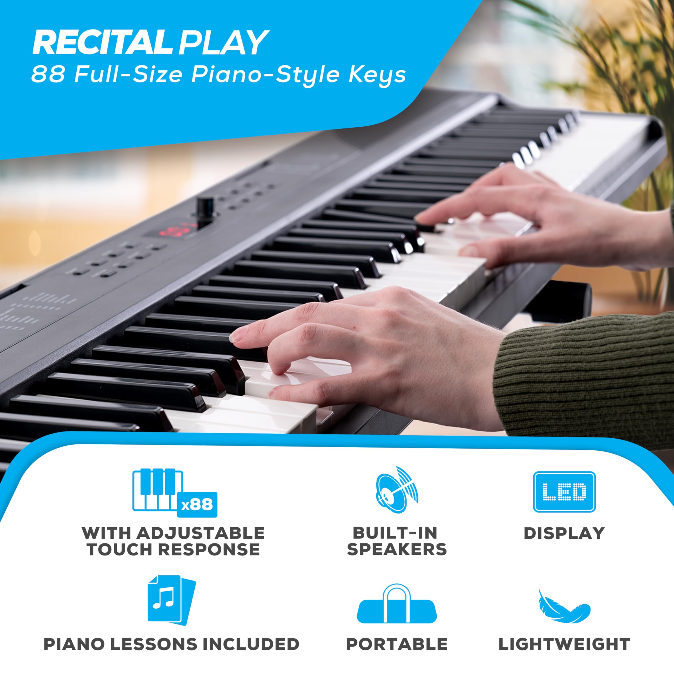 Alesis 88 Key Keyboard Piano with 480 Sounds, Speakers, USB MIDI, Carry-Bag, Stand, Headphones, Pedal and Piano Lessons for Beginners 🍁 All In One Marketplace Canada