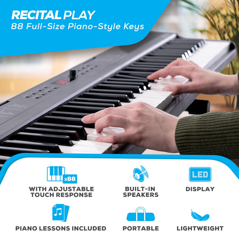 Alesis 88 Key Keyboard Piano with 480 Sounds, Speakers, USB MIDI, Carry-Bag, Stand, Headphones, Pedal and Piano Lessons for Beginners 🍁 All In One Marketplace Canada