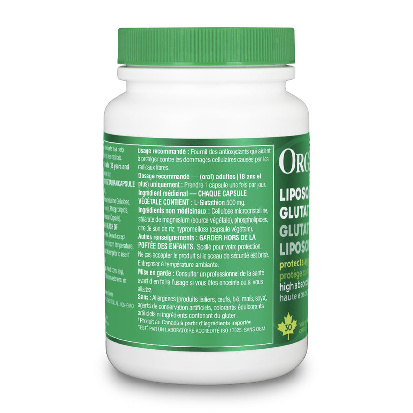 Organika Canadian-Made Liposomal L-Glutathione 500 mg- Supperior Absorption, Potent Antioxidant, Immunity Support, Helps Tissue Repair, Detox - 30vcaps, 30 Day Supply 🍁 All In One Marketplace Canada