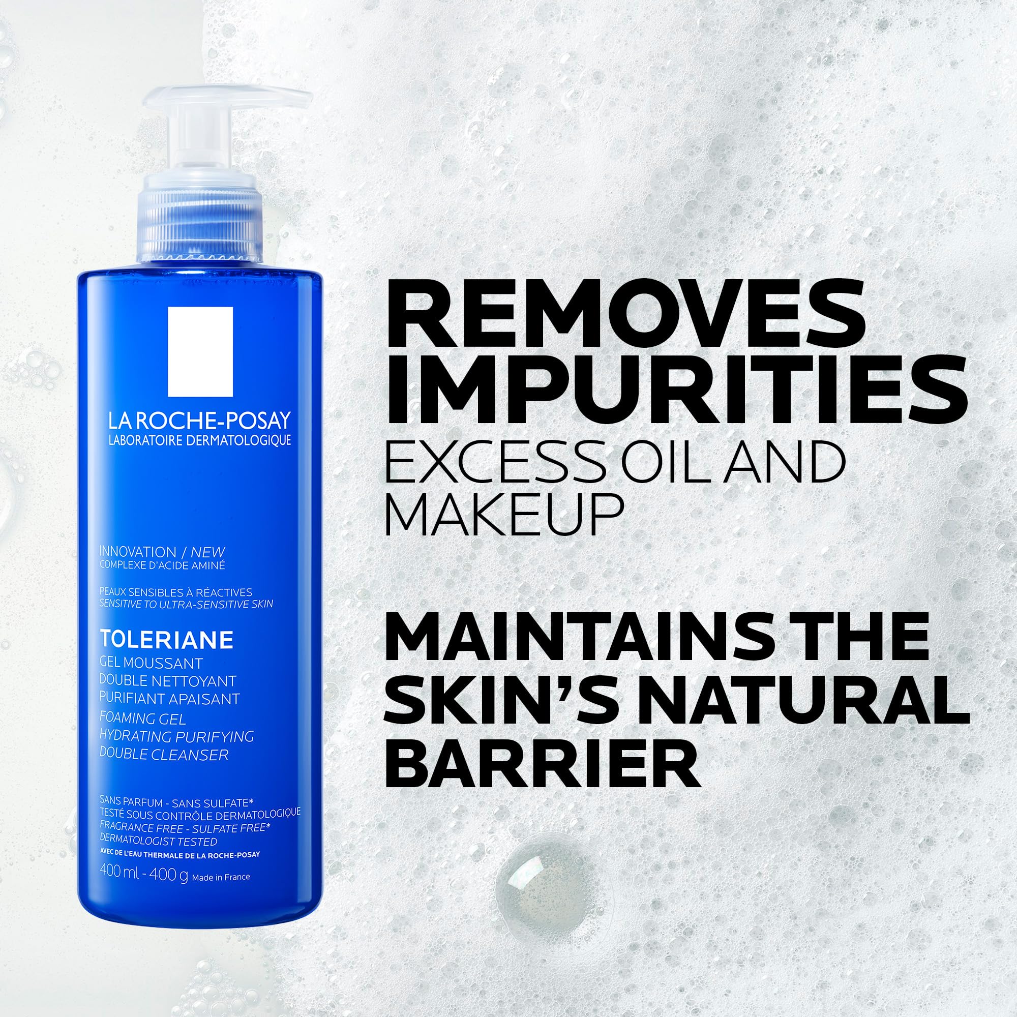 La Roche Posay Double Face Cleanser, Toleriane Hydrating Purifying Foaming Gel, Removes Makeup & Impurities, with Niacinamide & Amino Acids, Fragrance Free, Recommended by Dermatologists, 400ml 🍁 All In One Marketplace Canada