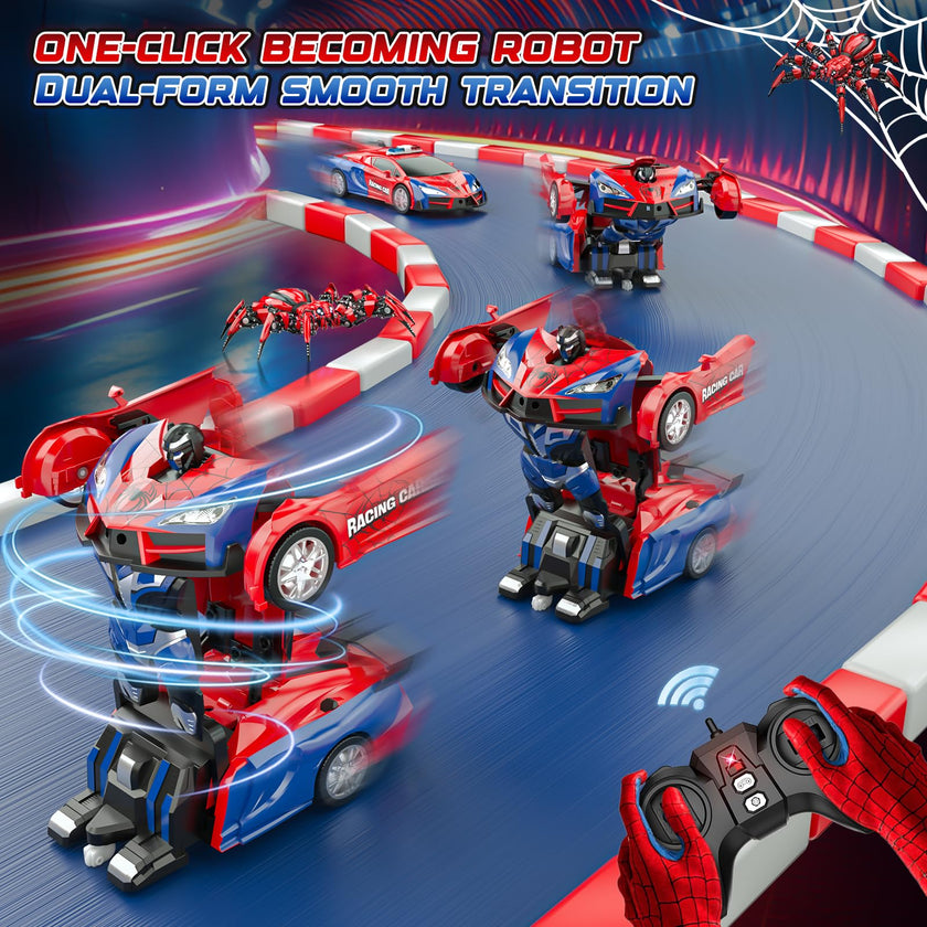 Spider Transform Remote Control Cars for Kids - 2.4GHz RC Police Car for 3 4 5 6 7 8 Year Old Boys, 1:18 Scale Robot Toy Car with One-Key Transformation & 360° Rotation, Kids Christmas Birthday Gifts 🍁 All In One Marketplace Canada