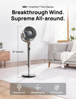 DREO Fan for Bedroom, 120°+120°Omni-directional Oscillating Fan, 90ft, DC Motor, 20 dB Quiet Standing Pedestal Fans, 8 Speeds, 3 Modes Circulator with Remote, 35-40