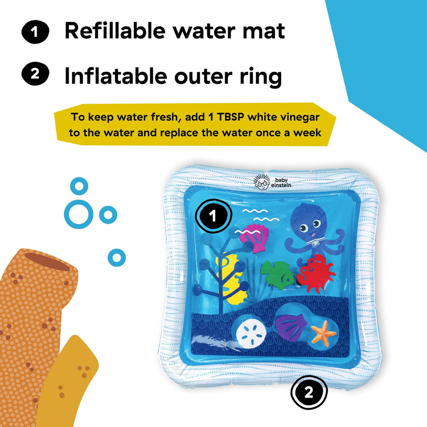 Baby Einstein Octopus Water Play Mat - Safety Fill Line, Tummy Time Activity & Sensory Toy for Babies Newborn & up, Blue 🍁 All In One Marketplace Canada