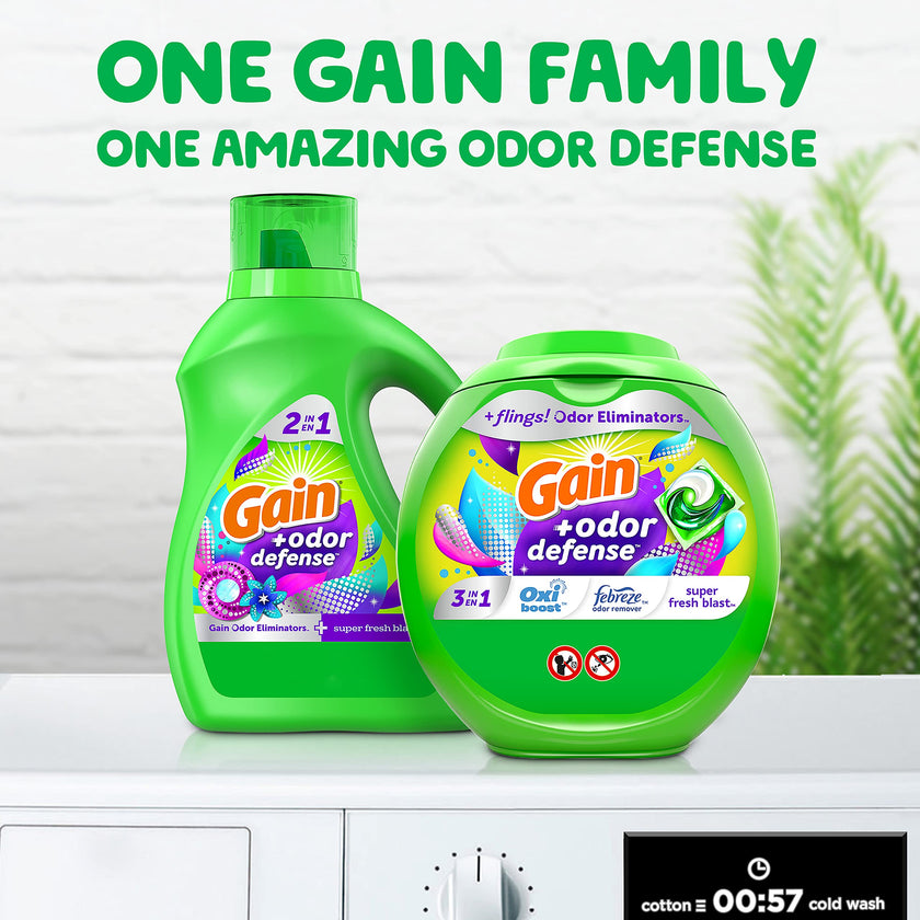 Gain Flings Laundry Detergent Pacs Super Fresh Blast Scent with Odour Defense, 76 Count 🍁 All In One Marketplace Canada