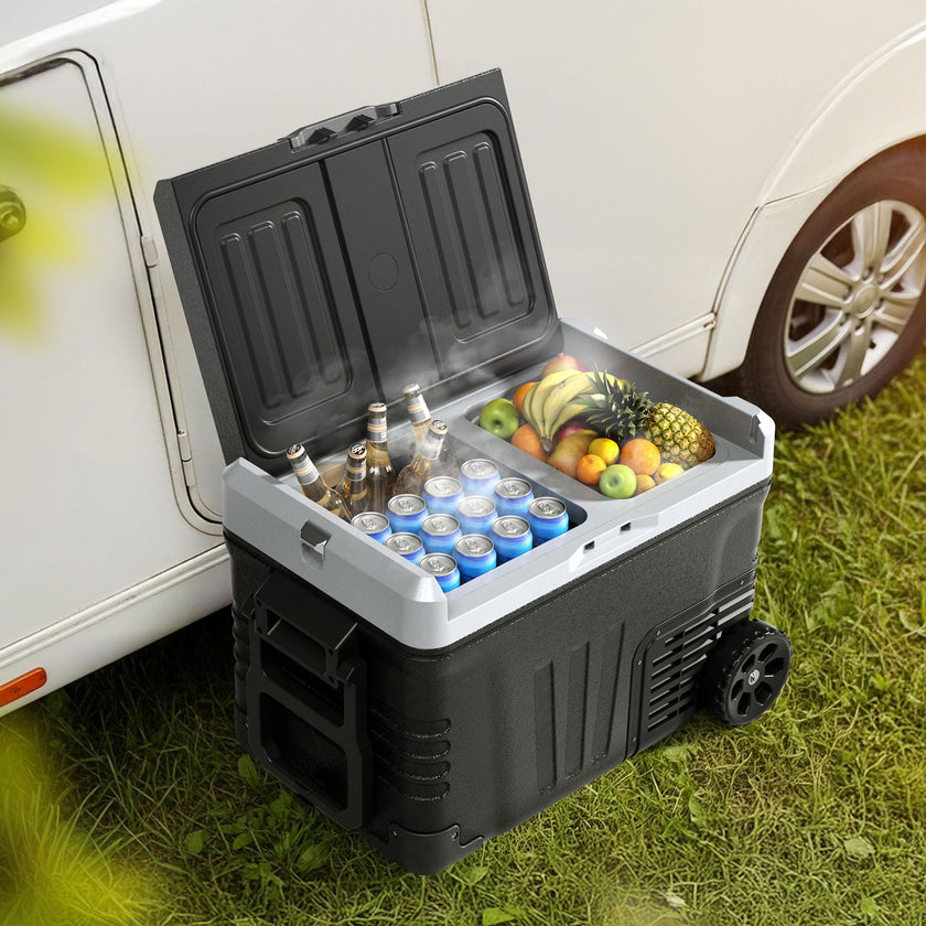 EUHOMY 12 Volt Refrigerator, 53QT(50L) Electric Cooler, Portable Freezer 12V/24V DC 110-240V AC, 12V Fridge -4℉~68℉, 12V Cooler with Wheels & 2 Baskets for Travel, Truck, Boat, Camping 🍁 All In One Marketplace Canada