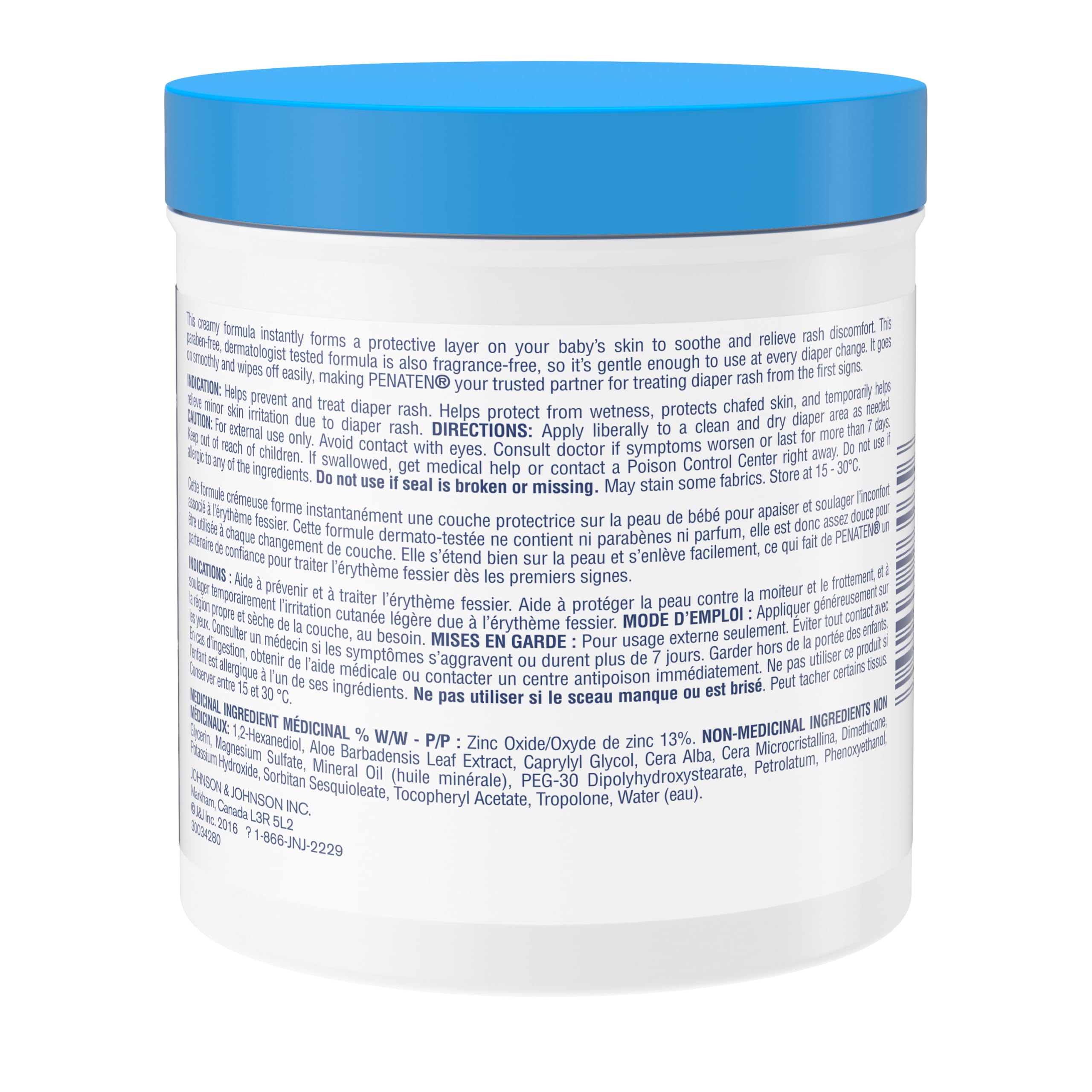 Penaten Medicated Diaper Rash Cream with 13% Zinc Oxide for Baby and Adult Essentials - Soothes, Heals & Protects Sore Skin, Paraben-Free, Fragrance-Free, Dermatologist Tested - 454 Grams 🍁 All In One Marketplace Canada