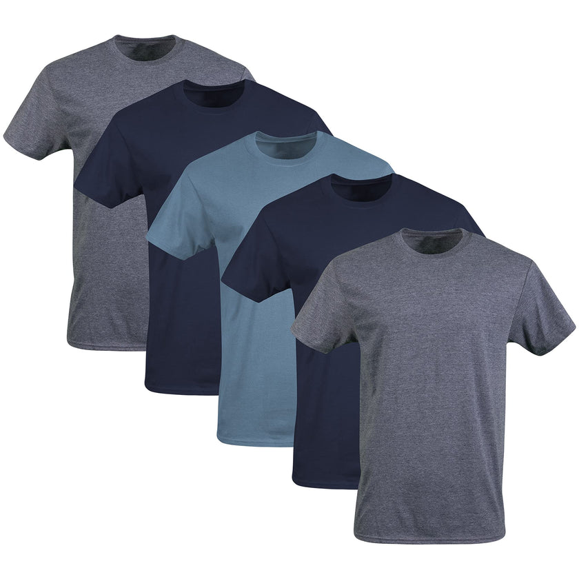 Gildan Men's Crew T-Shirts, Multipack, Style G1100, Navy/Heather Navy/Indigo Blue (5-Pack), XX-Large 🍁 All In One Marketplace Canada