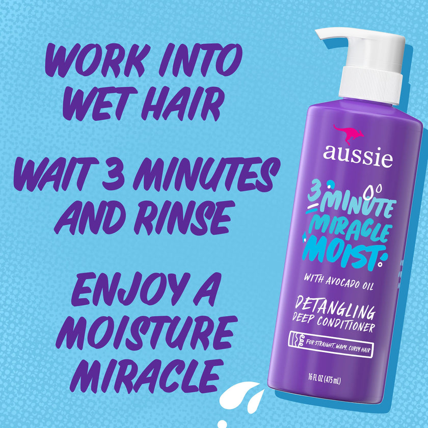 Aussie Miracle Moist Shampoo 778 mL, Miracle Moist Conditioner 778 mL, 3 Minute Miracle Deep Conditioner Hair Treatment 475 mL, Infused with Avocado & Australian Jojoba Oil, 2.03 L Total 🍁 All In One Marketplace Canada