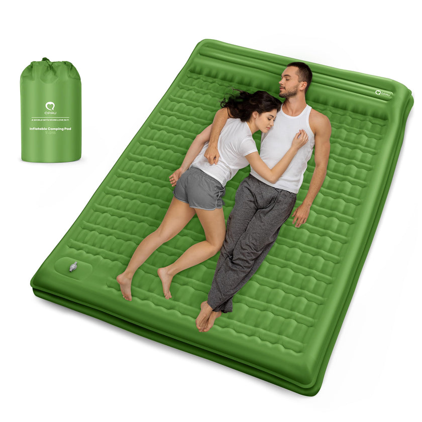 QPAU Camping Sleeping Pad, 2 Person Camping Mat, Enhanced Support for Healthy, with Built-in Foot Pump, 4.7 Inch Durable Sleeping Mattress for Camping, Hiking and Home (Pine Green) 🍁 All In One Marketplace Canada
