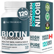 Nutrawave Extra Strength Biotin 10000mcg – Biotin for Hair Growth, Lush Hair, Glowing Skin & Strong Nails, Ideal for Women & Men, Non-GMO, Vegan, Gluten-Free. 120 Capsules 🍁 All In One Marketplace Canada