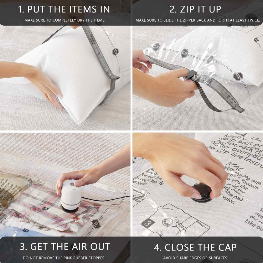 Vacuum Storage Bags 20 Combo, Space Saver Bags with Travel Electric Pump, Compression Airtight Sealer Bags for Clothes, Bedding, Pillows, Comforters, Blankets 🍁 All In One Marketplace Canada