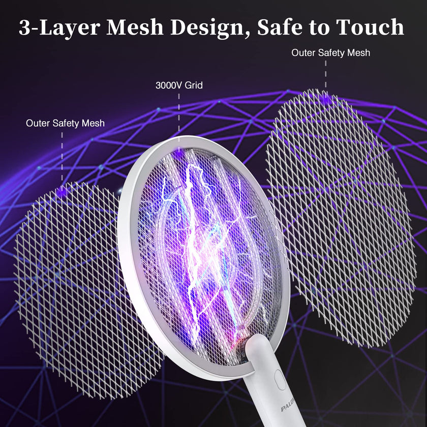 PALONE Bug Zapper Racket, Electric Bug Zapper, 4000V Electric Swatter 3 Layers Lamp, Indoor Zapper Without Waving Hands for Kitchen, Home, Garden and Outdoors 🍁 All In One Marketplace Canada