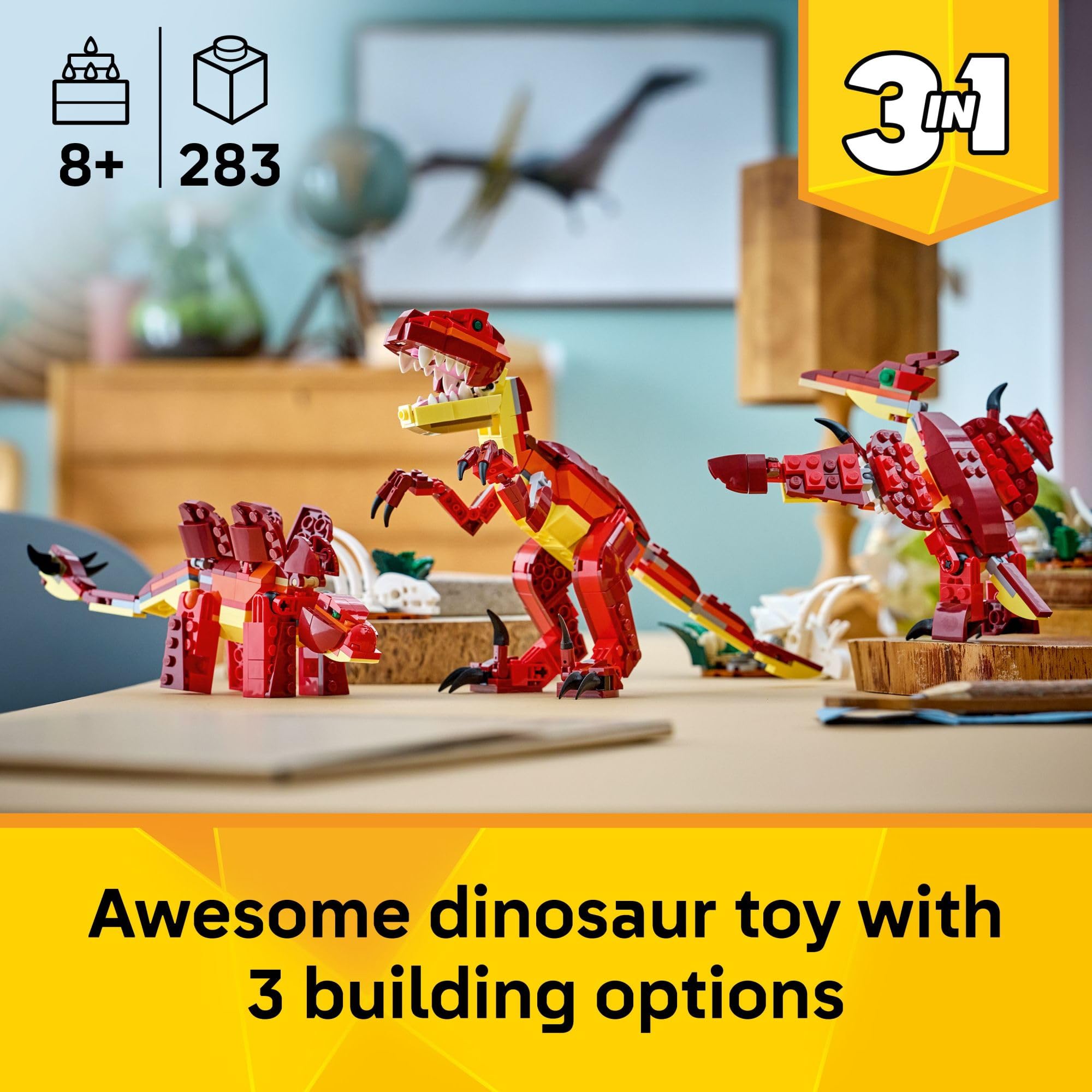 LEGO Creator 3 in 1 Fierce Dinosaur Building Toy for Boys & Girls, Ages 8+ - Kids Build 1 of 3 Prehistoric Animal Figures - Gift Idea for Birthdays - 31379 🍁 All In One Marketplace Canada