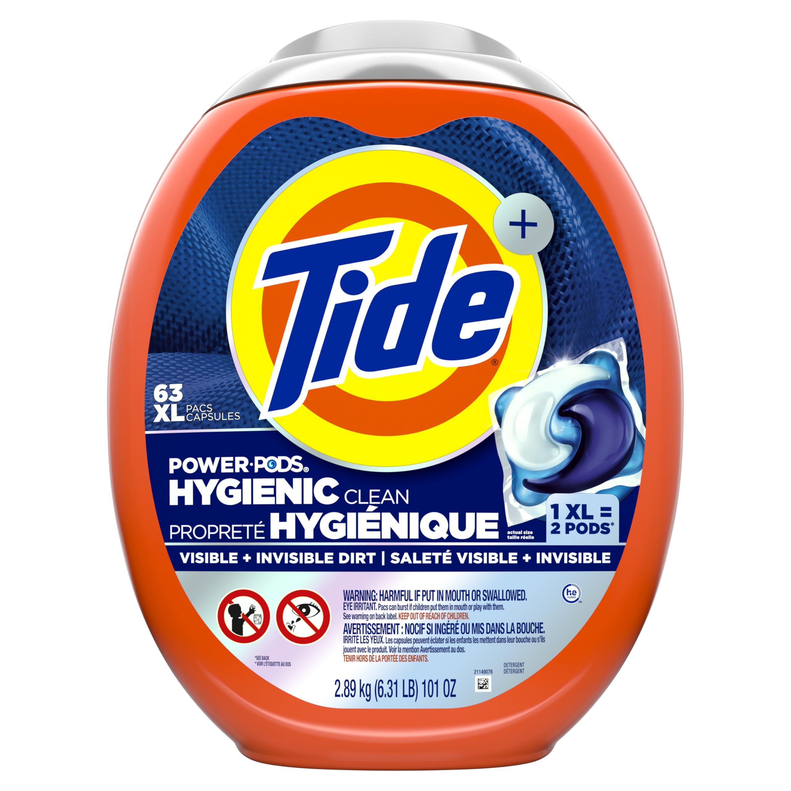 Tide Hygienic Clean Power PODS Laundry Detergent Pacs, Original Scent, 63 Count, Removes Visible and Invisible Dirt, laundry soap detergent pacs 🍁 All In One Marketplace Canada