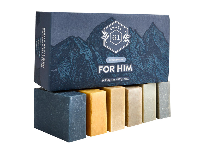 Crate 61, Vegan Natural Bar Soap, Handmade Soap With Premium Essential Oils, Cold Pressed Face And Body Bar Soap For Men And Women 6 Pack (For Him) 🍁 All In One Marketplace Canada