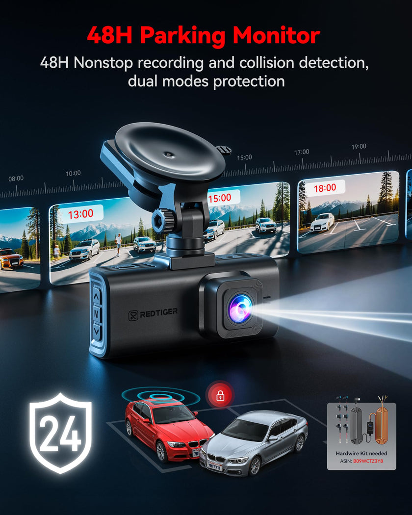 REDTIGER 4K Dash Cam Front and Rear, STARVIS 2 Sensor, Touch Screen 3.18