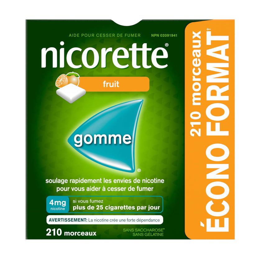 Nicorette 4mg Nicotine Gum, Fruit – Quit Smoking Aid with Fast Craving & Withdrawal Relief, Nicotine Replacement Therapy (NRT), 210 Pieces (Value Size) 🍁 All In One Marketplace Canada