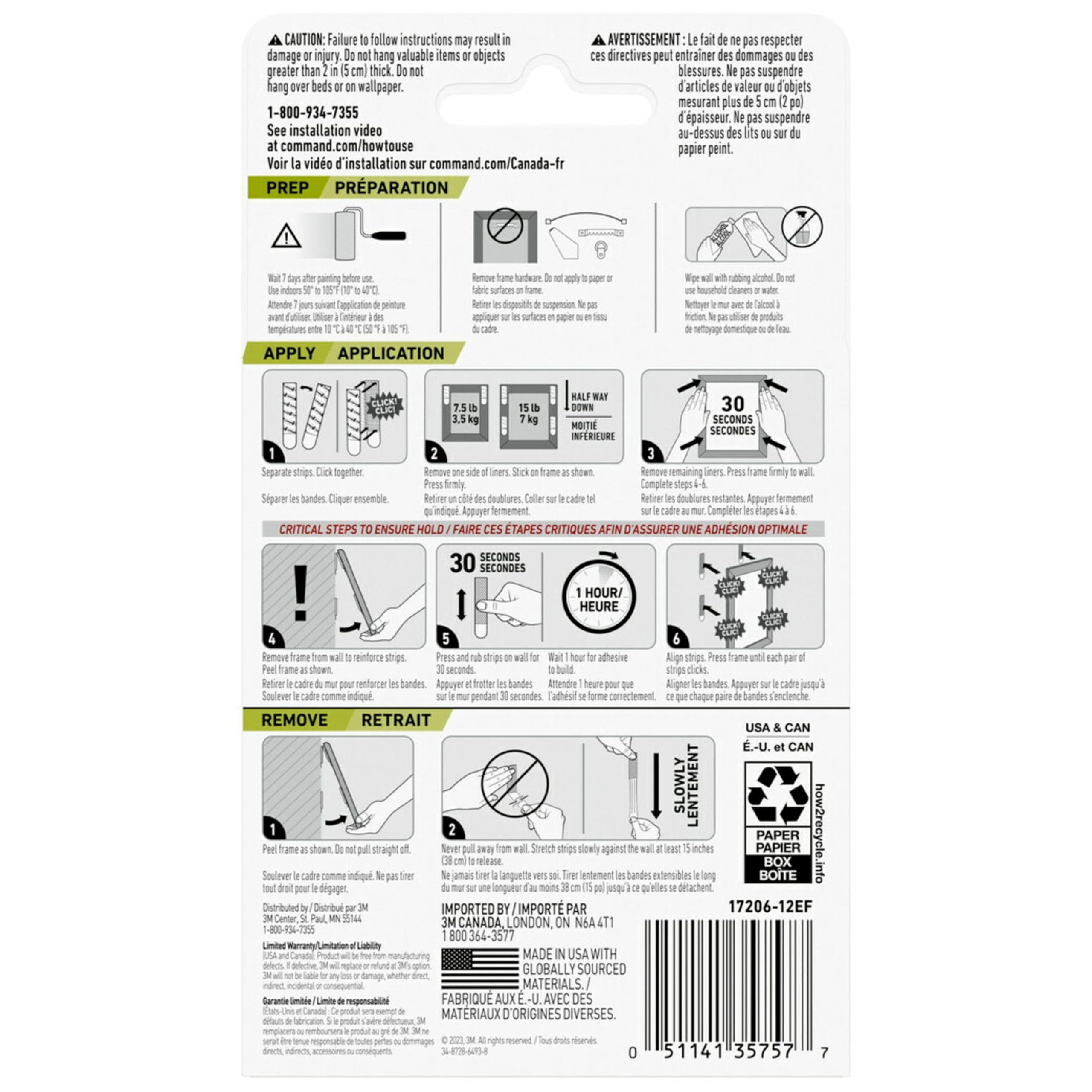 Command Large Picture Hanging Strips - Damage Free Wall Hangers for Back to School Dorm Organization - 14 White Adhesive Pairs (28 Strips) 🍁 All In One Marketplace Canada