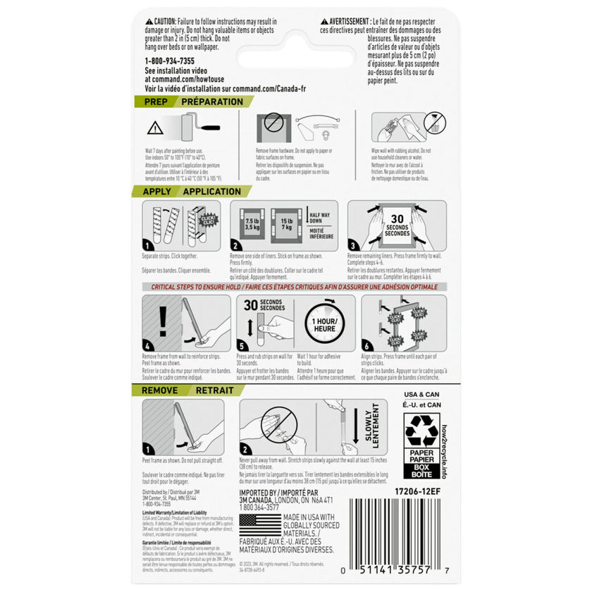 Command Large Picture Hanging Strips - Damage Free Wall Hangers for Back to School Dorm Organization - 14 White Adhesive Pairs (28 Strips) 🍁 All In One Marketplace Canada