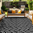 OPPODREAM Outdoor Rug 5x7 Ft, Waterproof Outdoor Plastic Straw Rug for Patio, Reversible Out Door Carpet for Camping, Deck, Rv, 5 x 7 Area Carpet Balcony, Porch, Backyard, Black and White 🍁 All In One Marketplace Canada