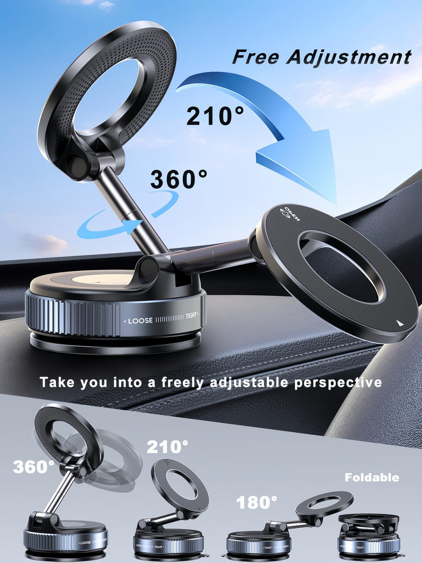 snanlen Upgraded 360° Nano Gel Vacuum Magnetic Phone Holder, Car Phone Holder for Magsafe[108+LBS Strongest Suction & 3000gf Strongest Magnetic], Suction Cup Phone Mount for Car/for iPhone 17 Pro Max 🍁 All In One Marketplace Canada