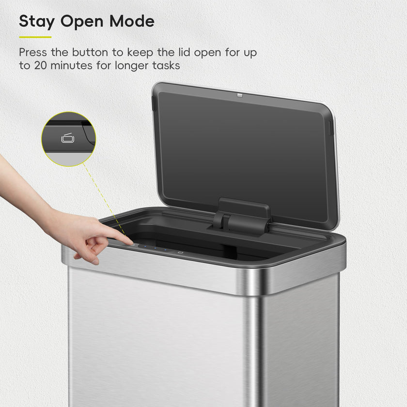 EKO Nova Sensor Trash Can, 21 Gallon/80 Liter Stainless Steel Rectangular Touchless Motion Sensor Trash Can, Matte Metallic 🍁 All In One Marketplace Canada