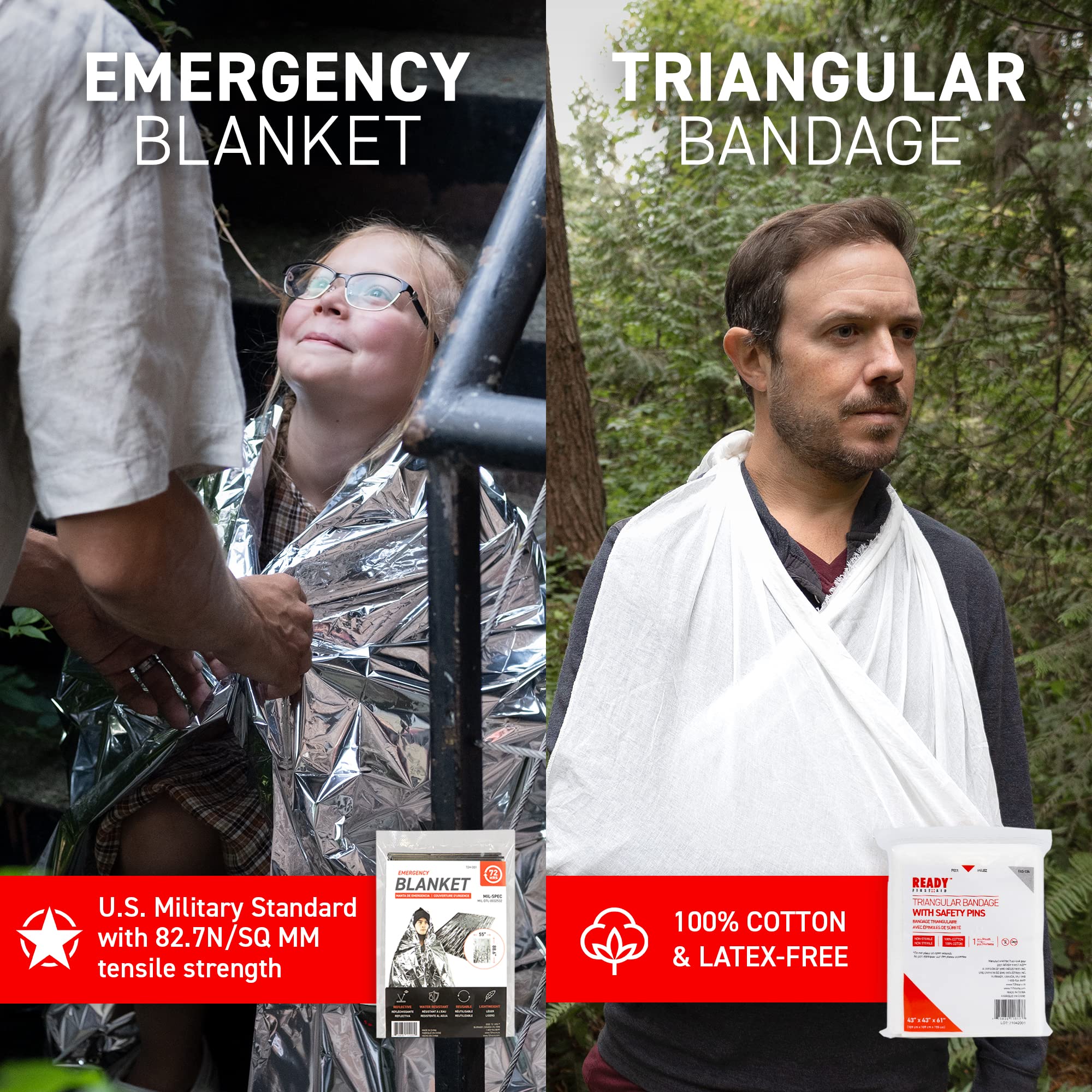 Ready First Aid 107 Piece First Aid Kit - Camping, First Aid Kit, Camping Essentials, Hiking, Home Essentials, Car Emergency Kit, Hiking Gear, First Aid Kit Travel, Car Essentials, Survival Stuff 🍁 All In One Marketplace Canada