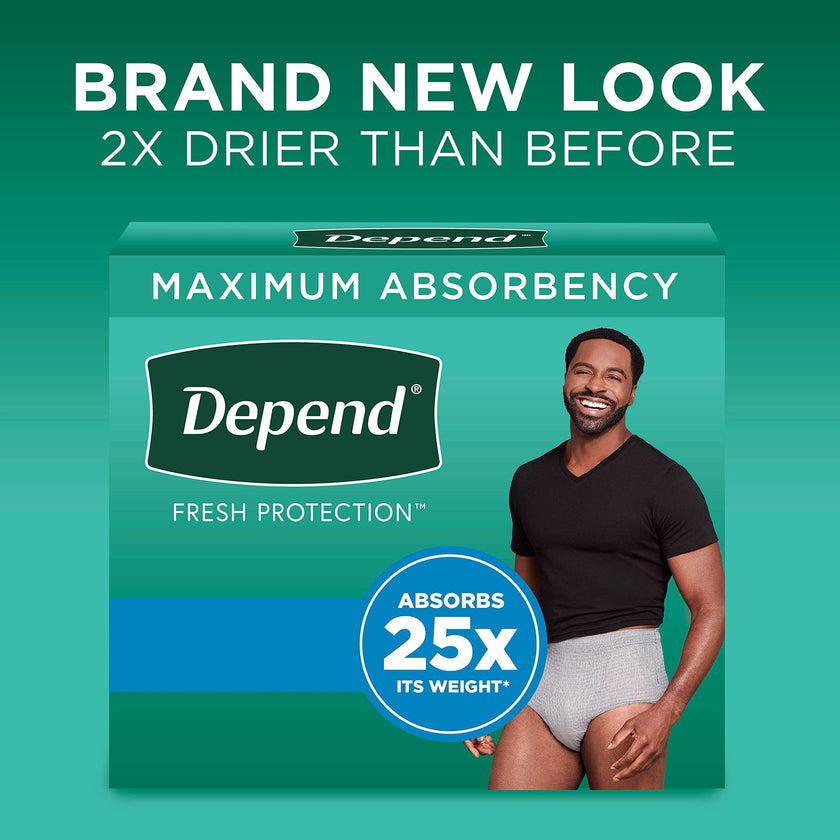 Depend FIT-FLEX Adult Incontinence Underwear for Men, Maximum Absorbency, L, Grey, 28 Count 🍁 All In One Marketplace Canada