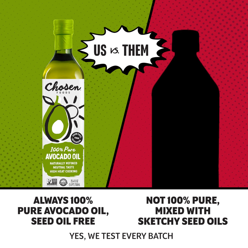 Chosen Foods 100% Pure Avocado Oil 25.3 oz, Non-GMO, for High-Heat Cooking, Frying, Baking, Homemade Sauces, Dressings and Marinades, 750.0 ml (Pack of 1) 🍁 All In One Marketplace Canada