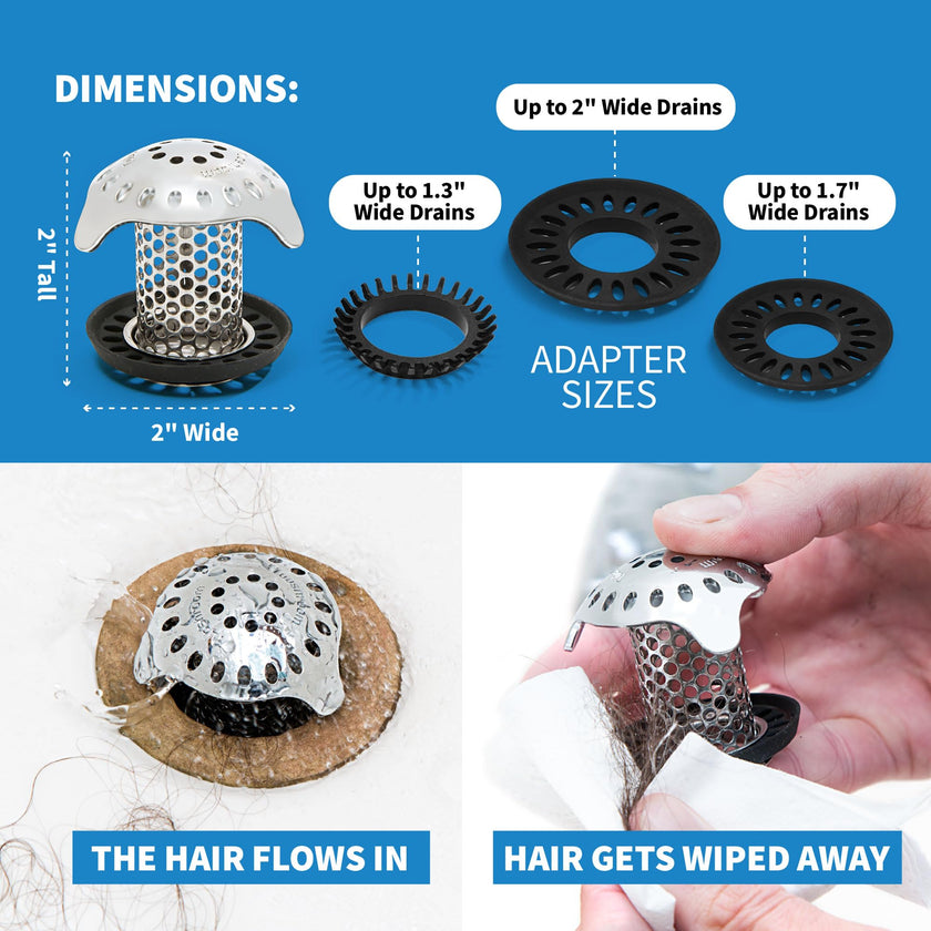 TubShroom Ultra Revolutionary Bath Tub Drain Protector Hair Catcher/Strainer/Snare Stainless Steel, 1-Pack, Silver 🍁 All In One Marketplace Canada