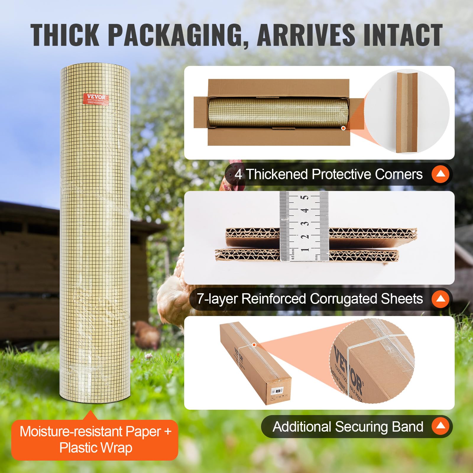 VEVOR Hardware Cloth, 48'' x 50' Galvanized Wire Mesh Roll, 19 Gauge Chicken Wire Fence Roll, Vinyl Coating Metal Wire Mesh for Chicken Coop Barrier, Rabbit Snake Fences, Poultry Enclosures 🍁 All In One Marketplace Canada