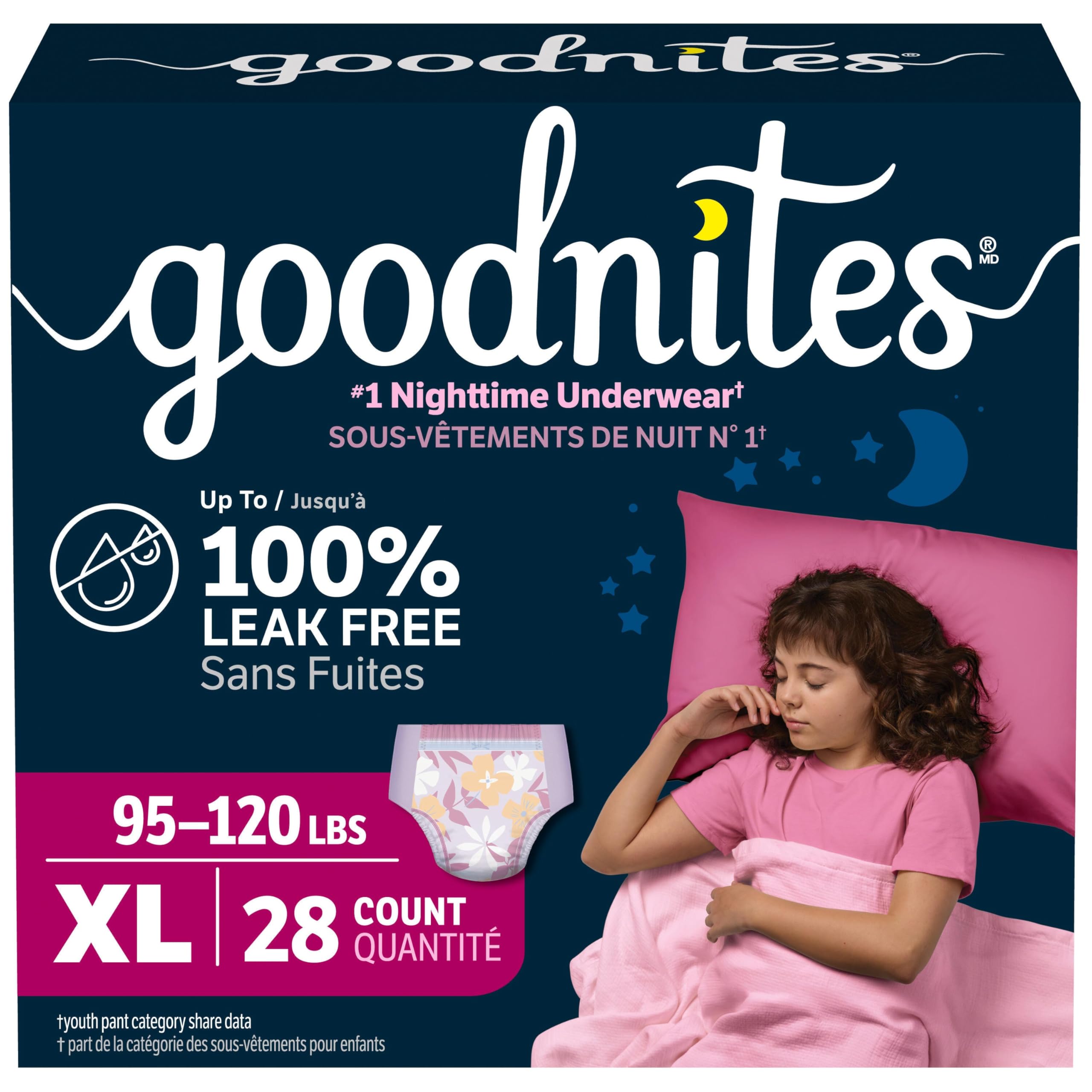 GoodNites Girls' Nighttime Bedwetting Underwear, Extra Large, 28 Ct 🍁 All In One Marketplace Canada
