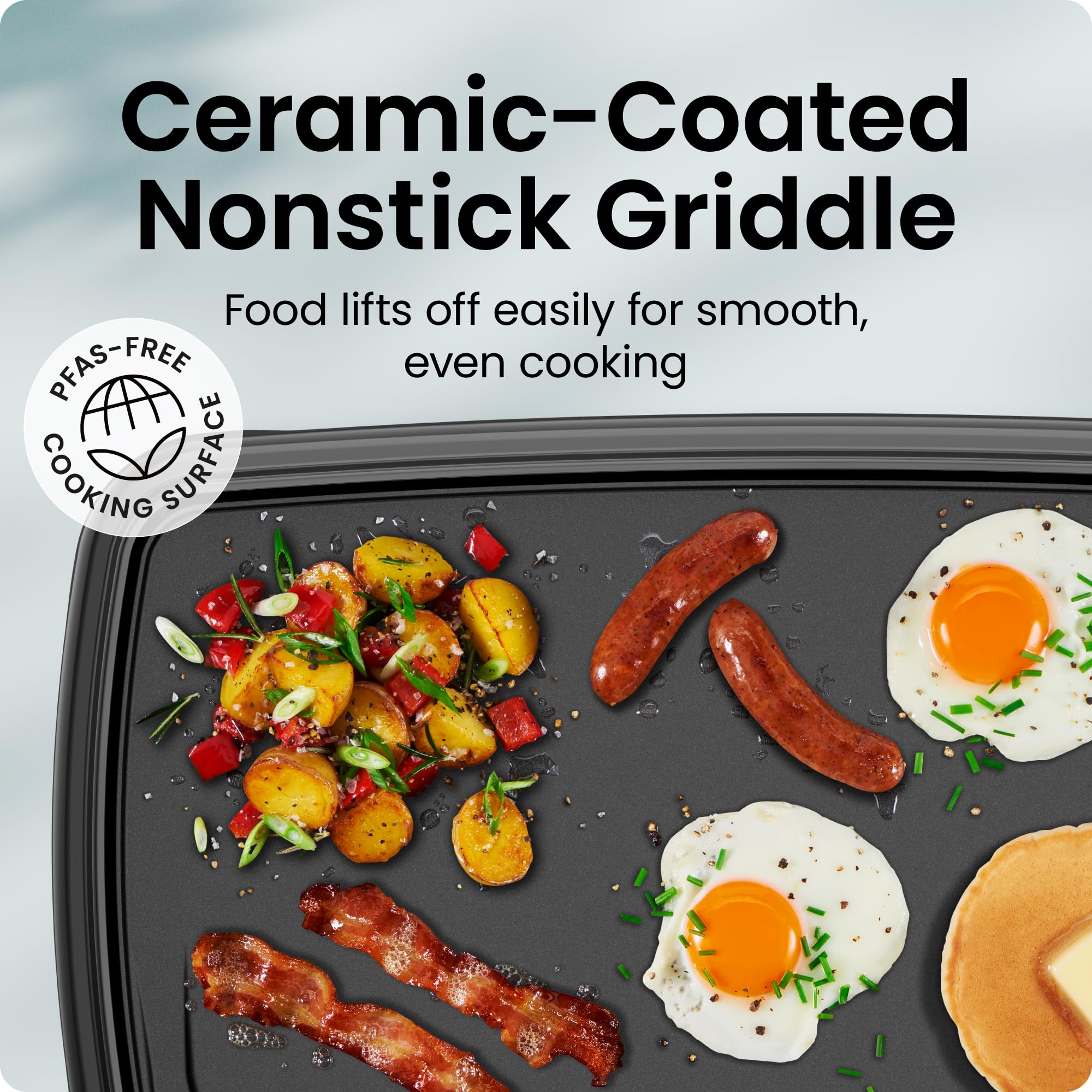 Chefman XL Electric Griddle with Removable Temperature Control, Immersible Flat Top Grill, Burger, Eggs, Pancake Griddle, Nonstick Extra Large Cooking Surface, Slide Out Drip Tray, 25 x 51 CM 🍁 All In One Marketplace Canada